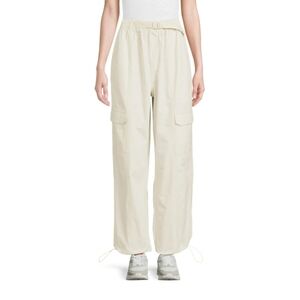Avia Women’s Belted Cargo Pants, Large, Cream